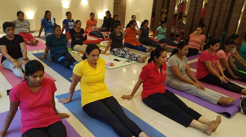 Large yoga class